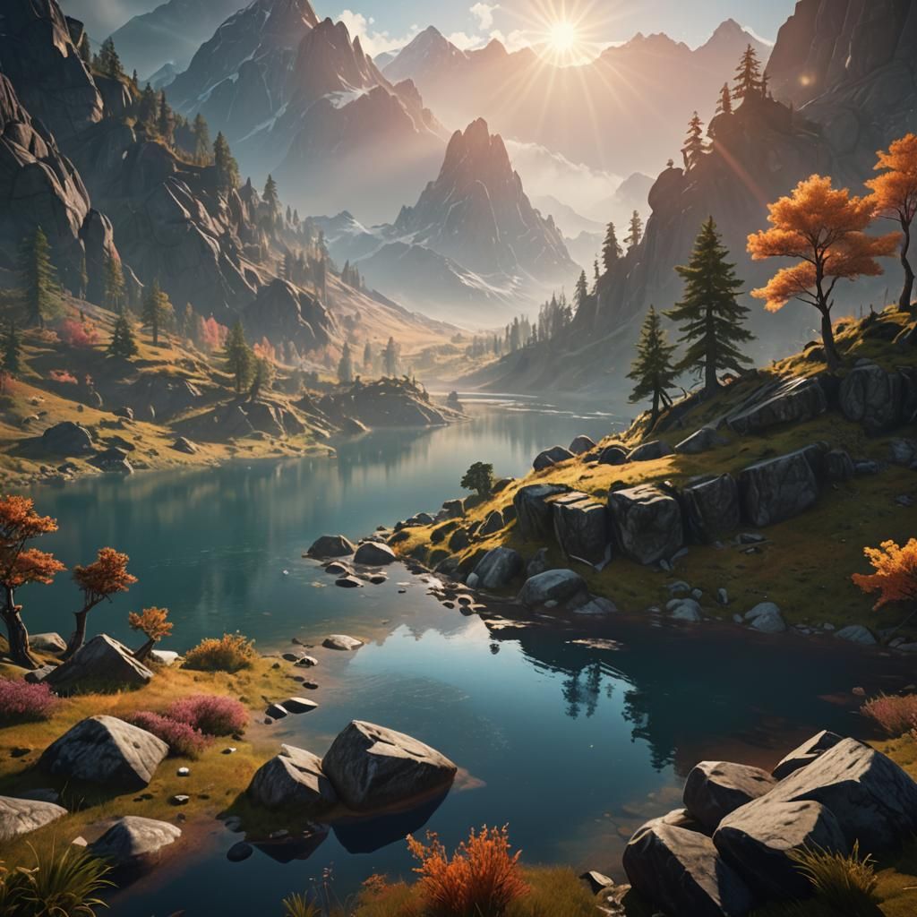 Epic Fantasy Landscape in 3D Cinematic Style