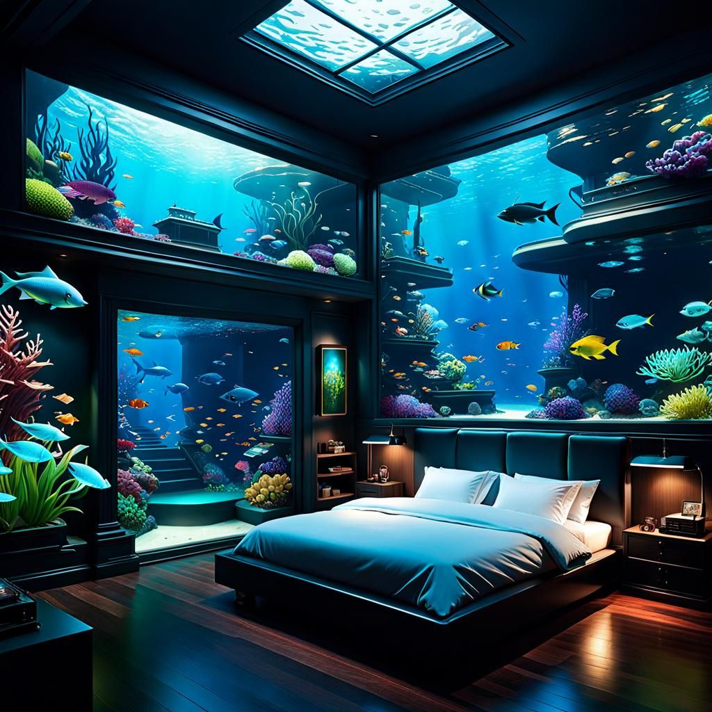 Aquarium Bedroom (Starlight XL) - AI Generated Artwork - NightCafe Creator