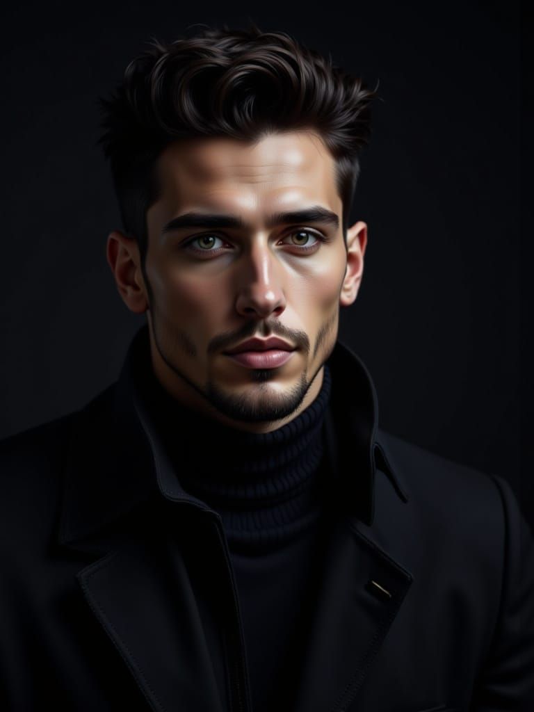 Stylish Portrait of a Young Man with Movember Mustache