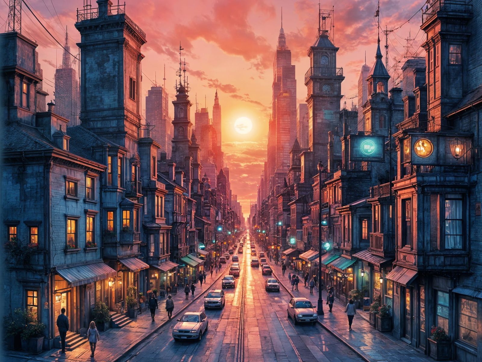 City at the sunset  by @SpaceTsunami