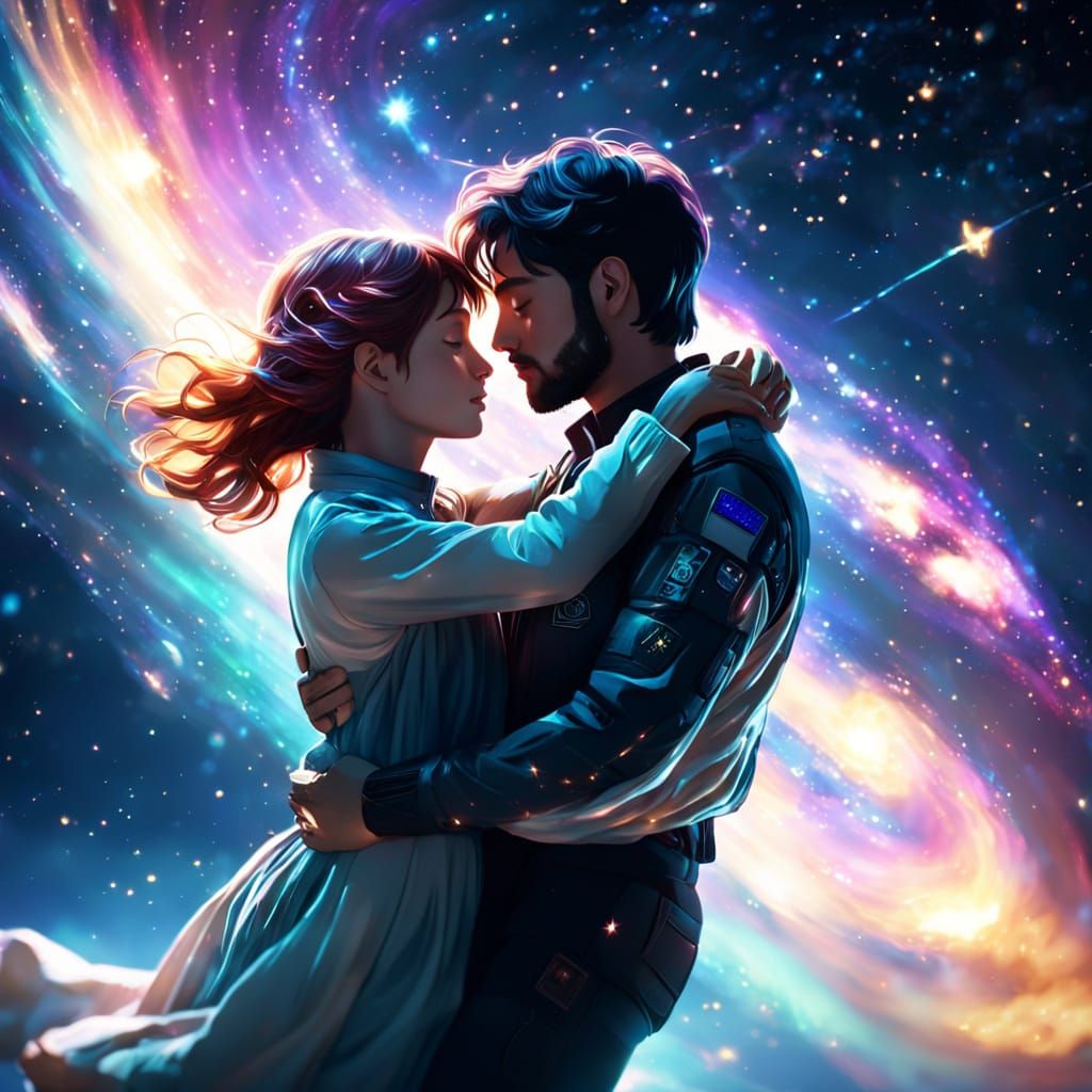 A couple in space with each other   by @Mj 