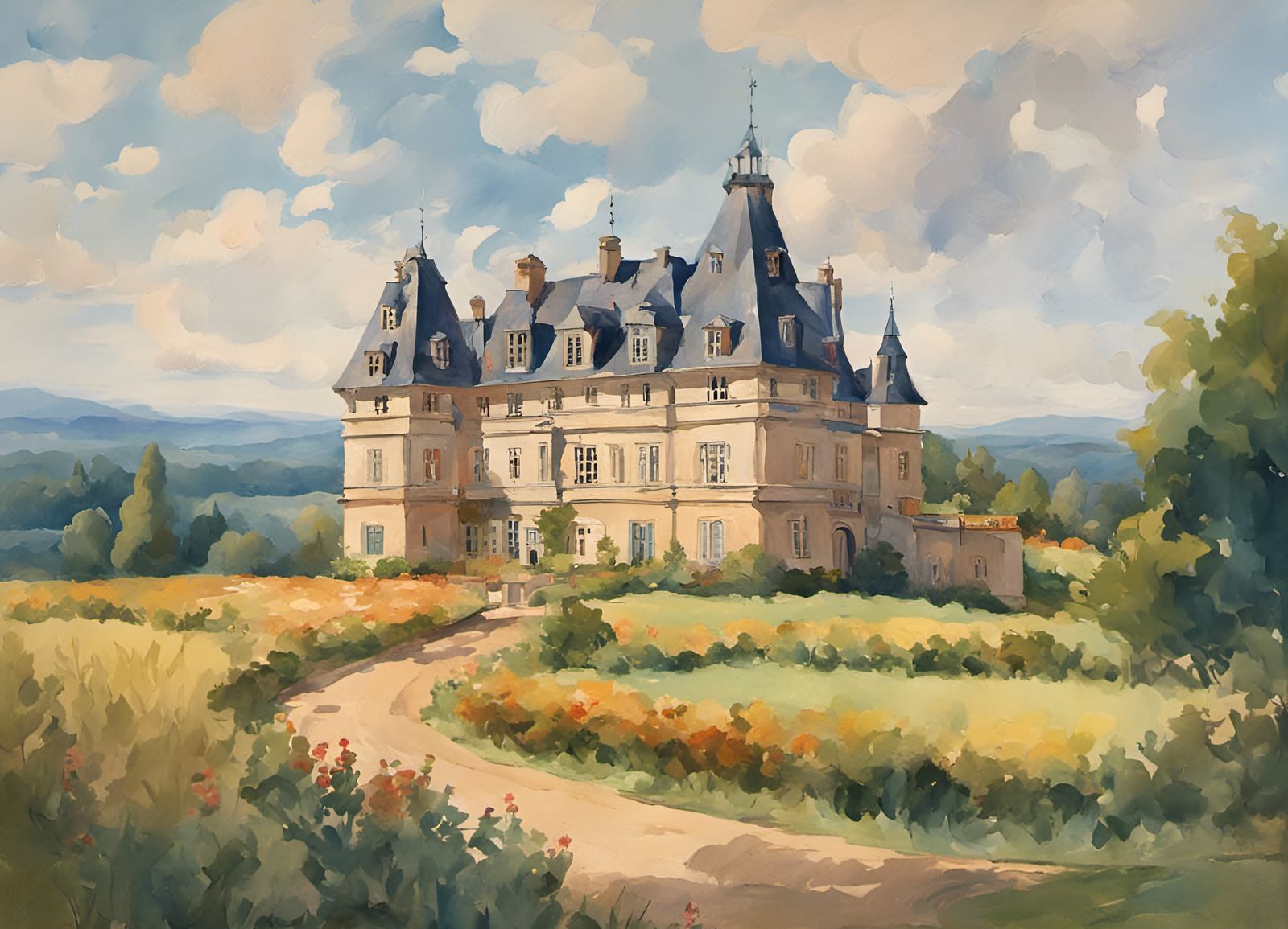 European chateau in summer