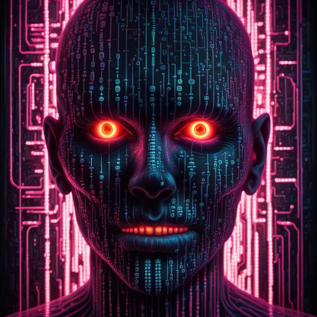 Glitchy creation of a Binary code face showing we live in a simulation (what we look like)   by @Timmy Contraros