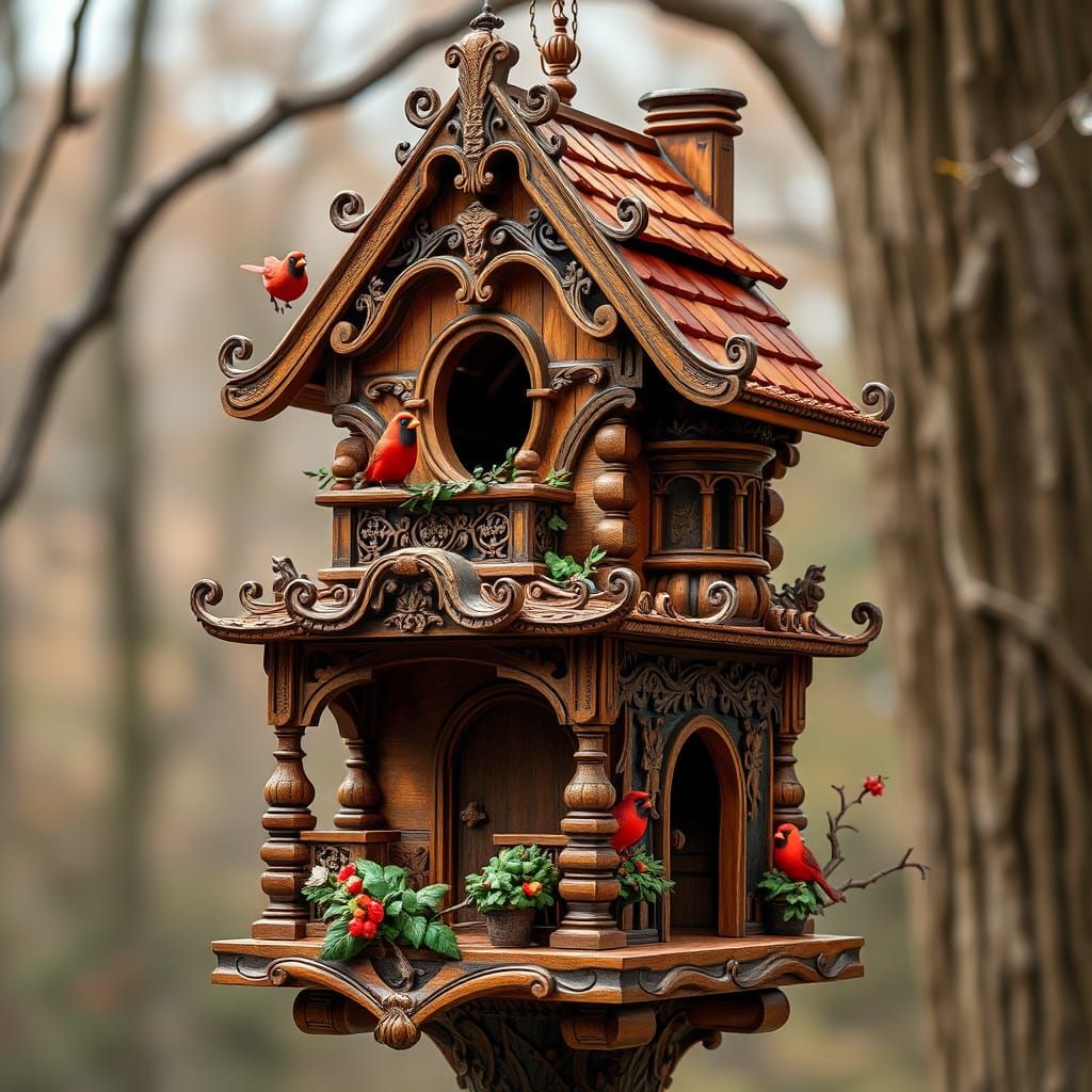Majestic, two story cardinal birdhouse   by @BrynnieFace