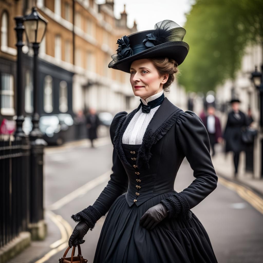 a victorian lady walks on the street of London - AI Generated Artwork ...