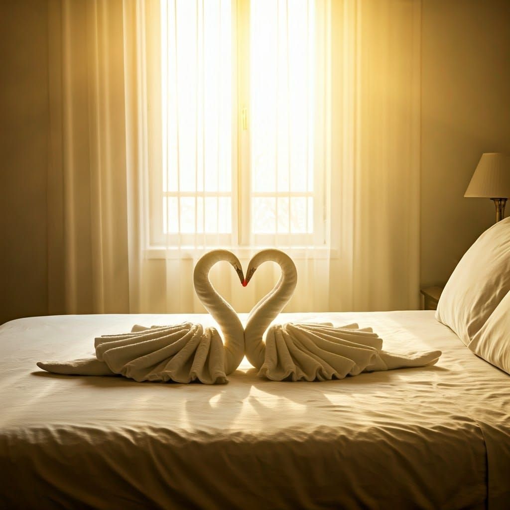 Swan Bed Sheets Bathed in Divine Light