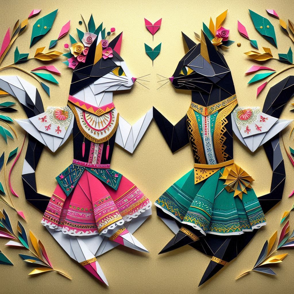 Happy couple of dancing cats 4