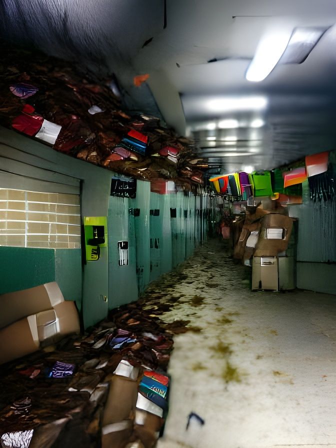 An abandoned storage facility with packages spilling out of ...