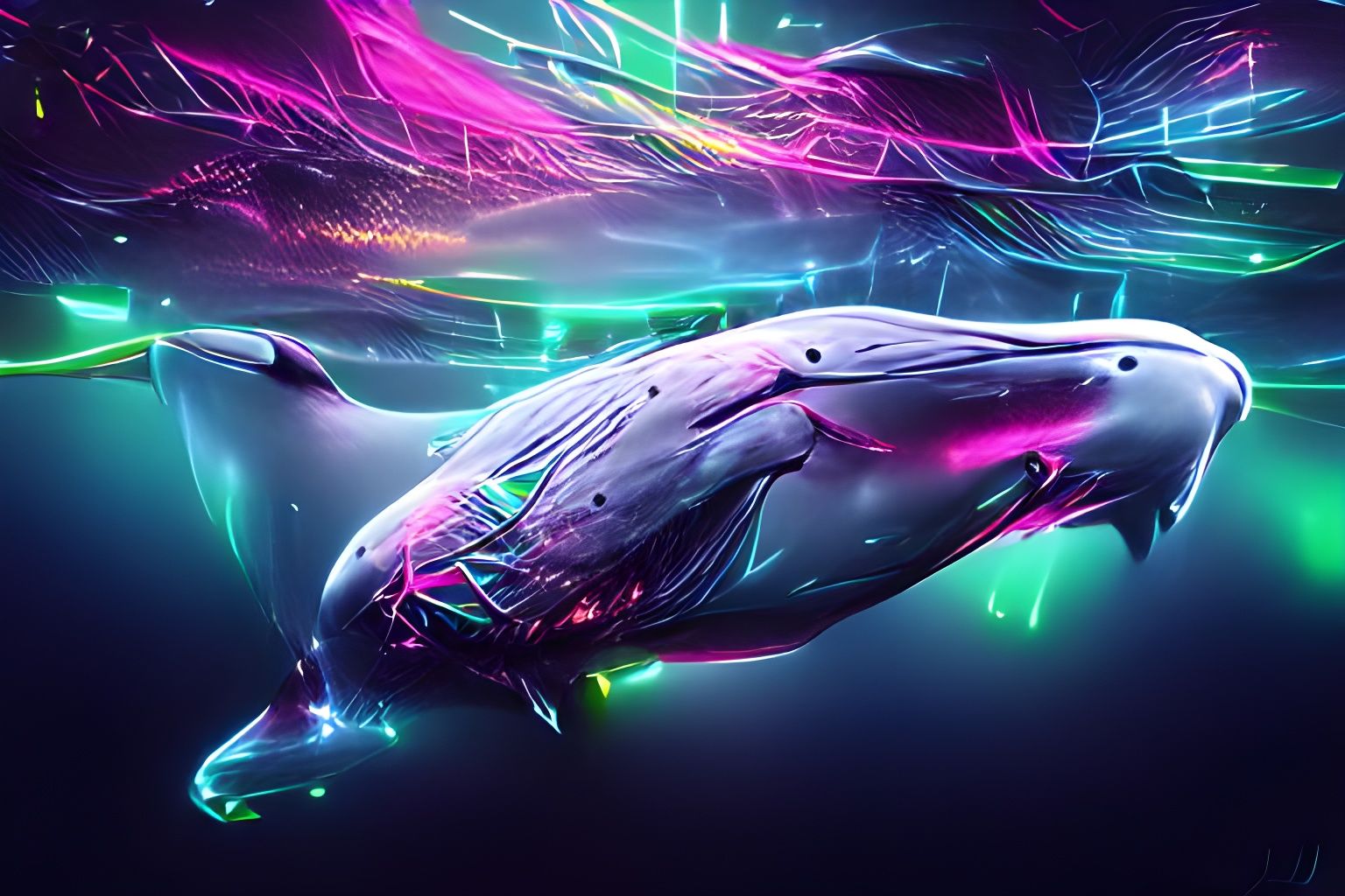 Humpback Whale glowing neon
