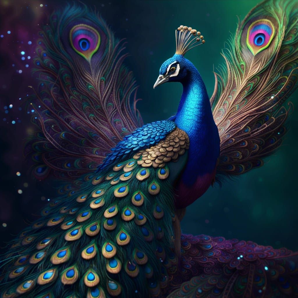 Peacock with glitter tail