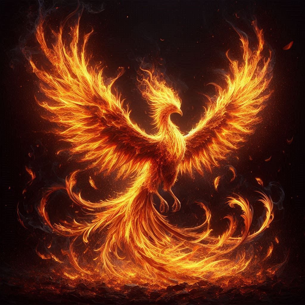 A phoenix composed entirely of flames 4