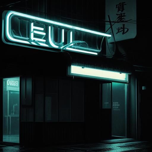 Film Noir Motel Room with Neon Light