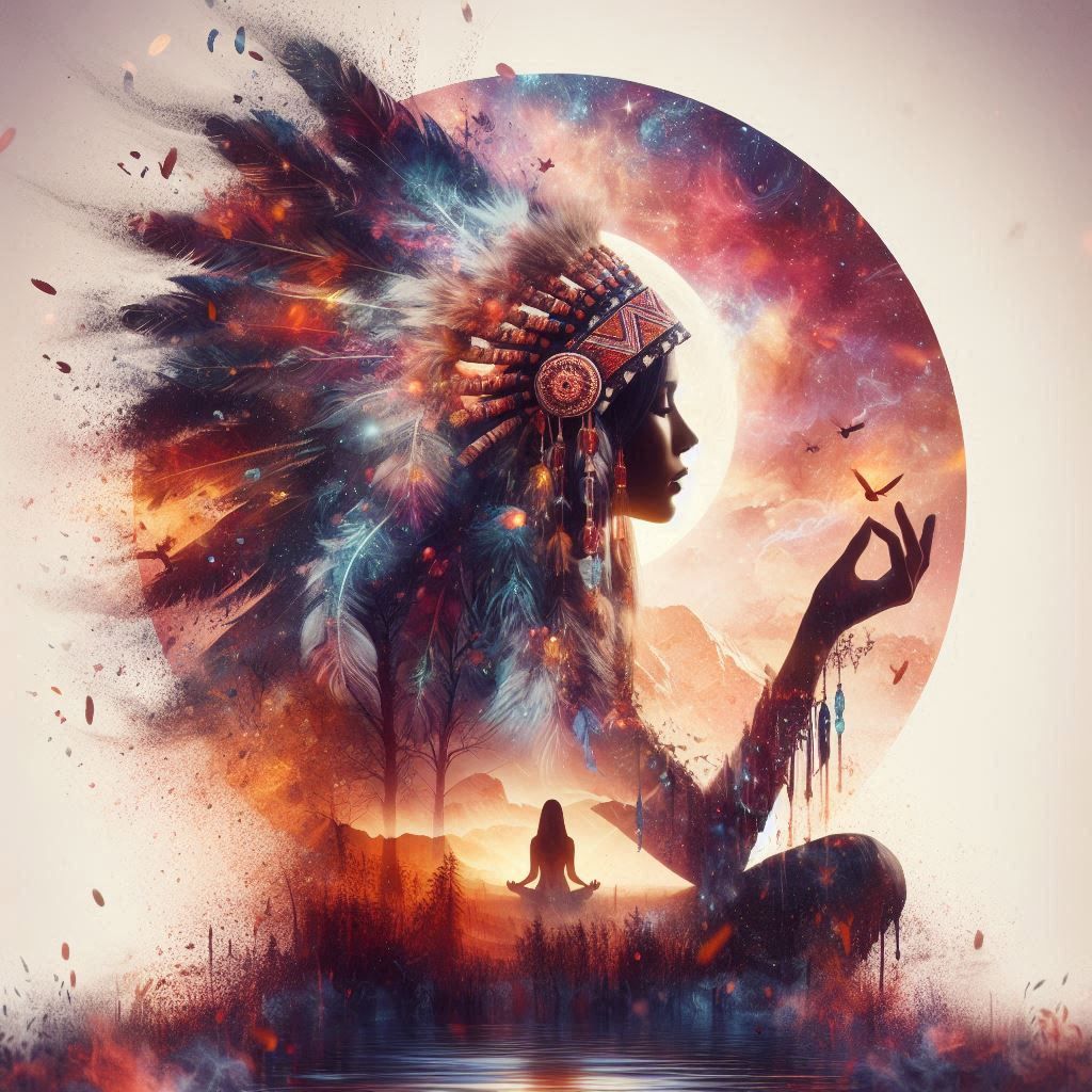 double exposure beautiful fantasy DALL-E 3 portrait landscape..