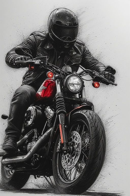 GHOSTRIDER [MARVEL COMICS] RIDING A BLACK AND RED HARLEY DAV...