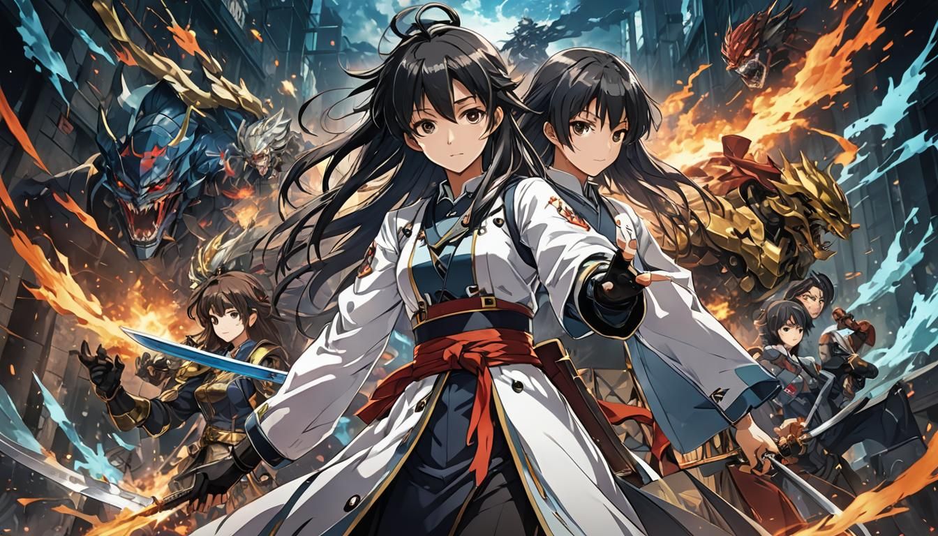 Vibrant Anime World Illustration in Flat Style