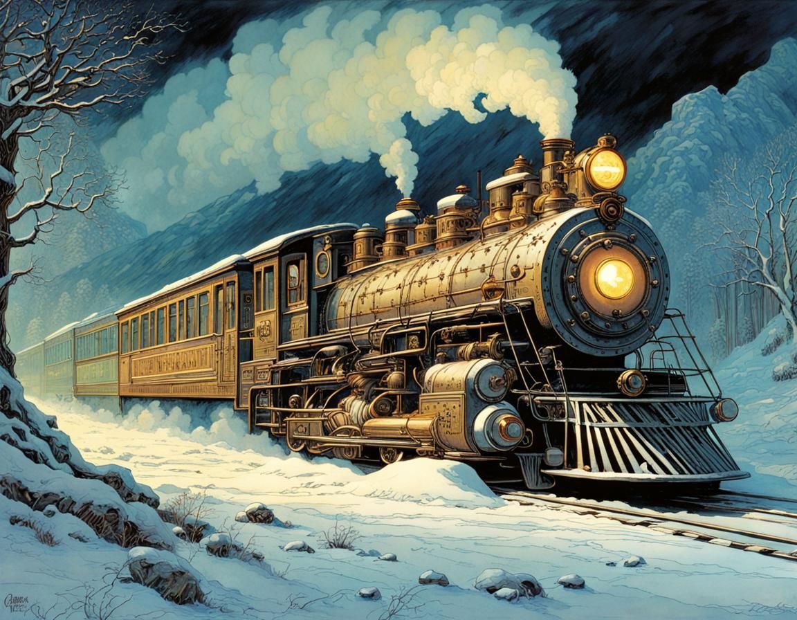 Winter Train - AI Generated Artwork - NightCafe Creator