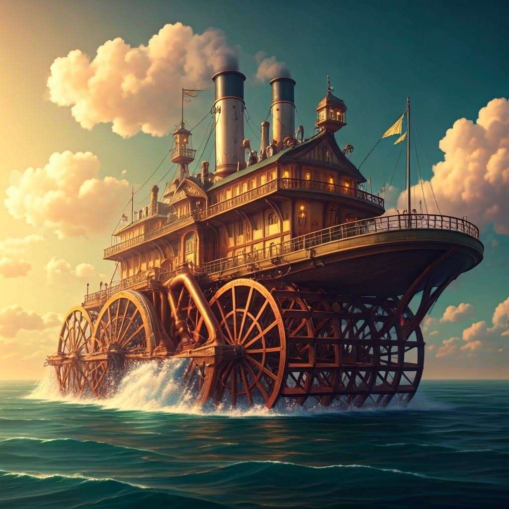 "Spirited Away" paddlewheel steamship  by @Montana Deroble