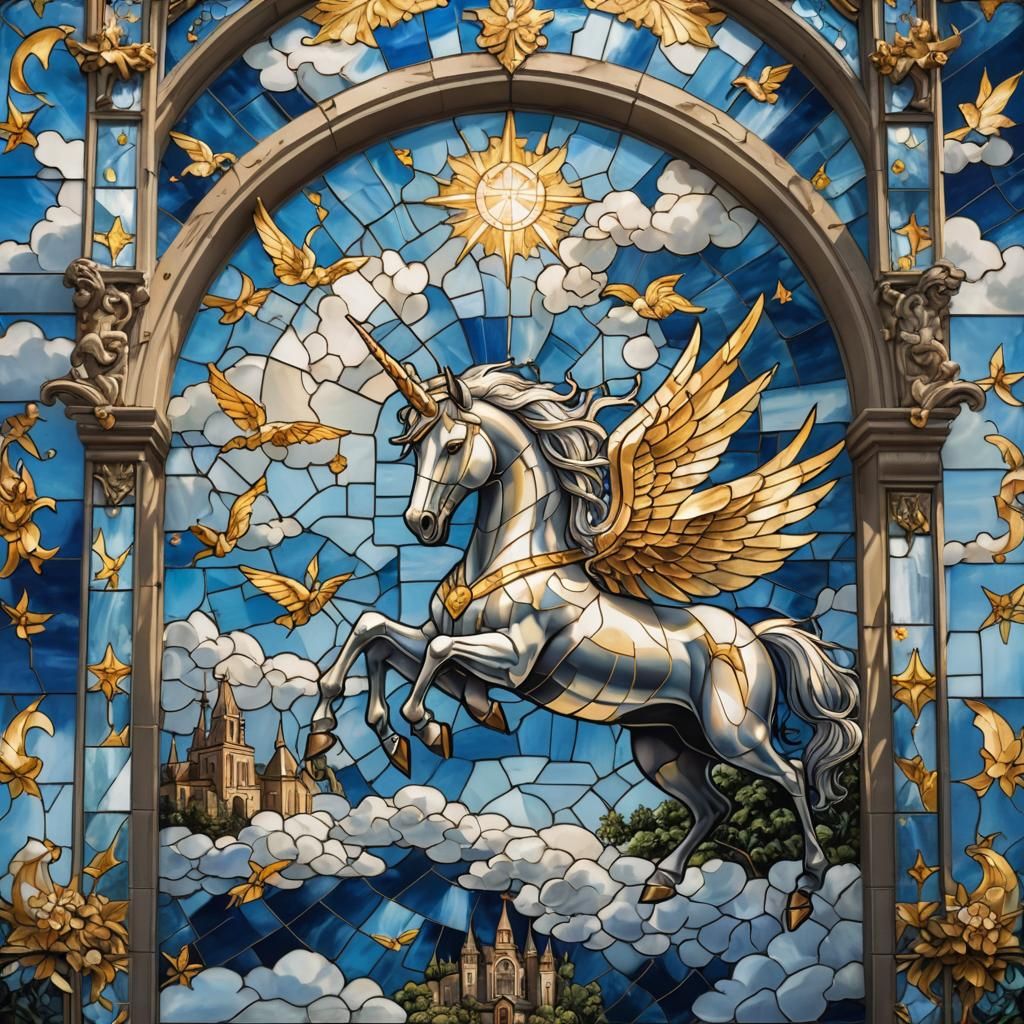 Unicorn on Stained Glass #6