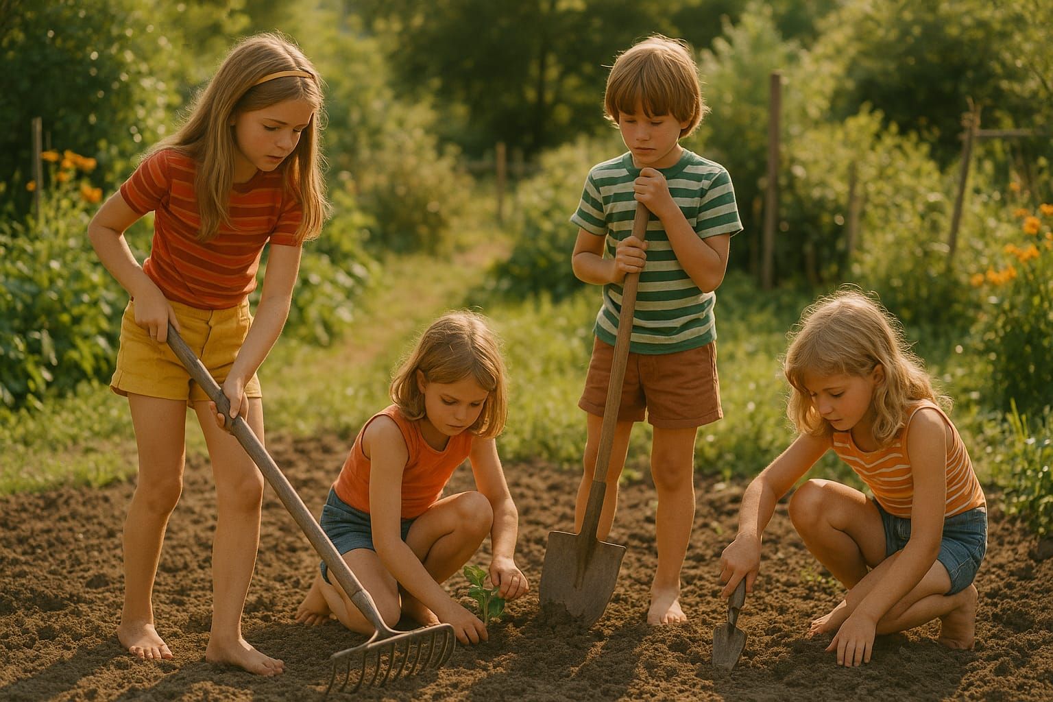 Diligent garden helpers