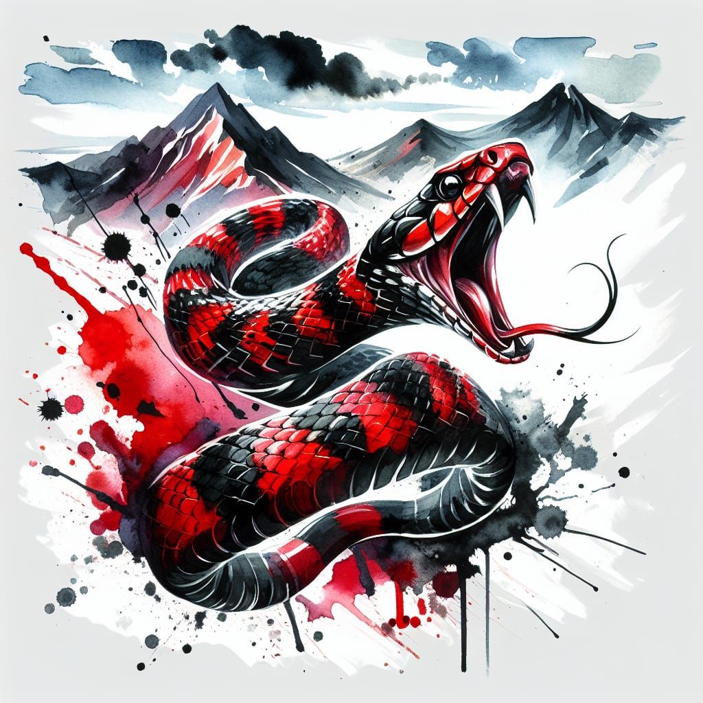 Portrait of a Red and Black Snake