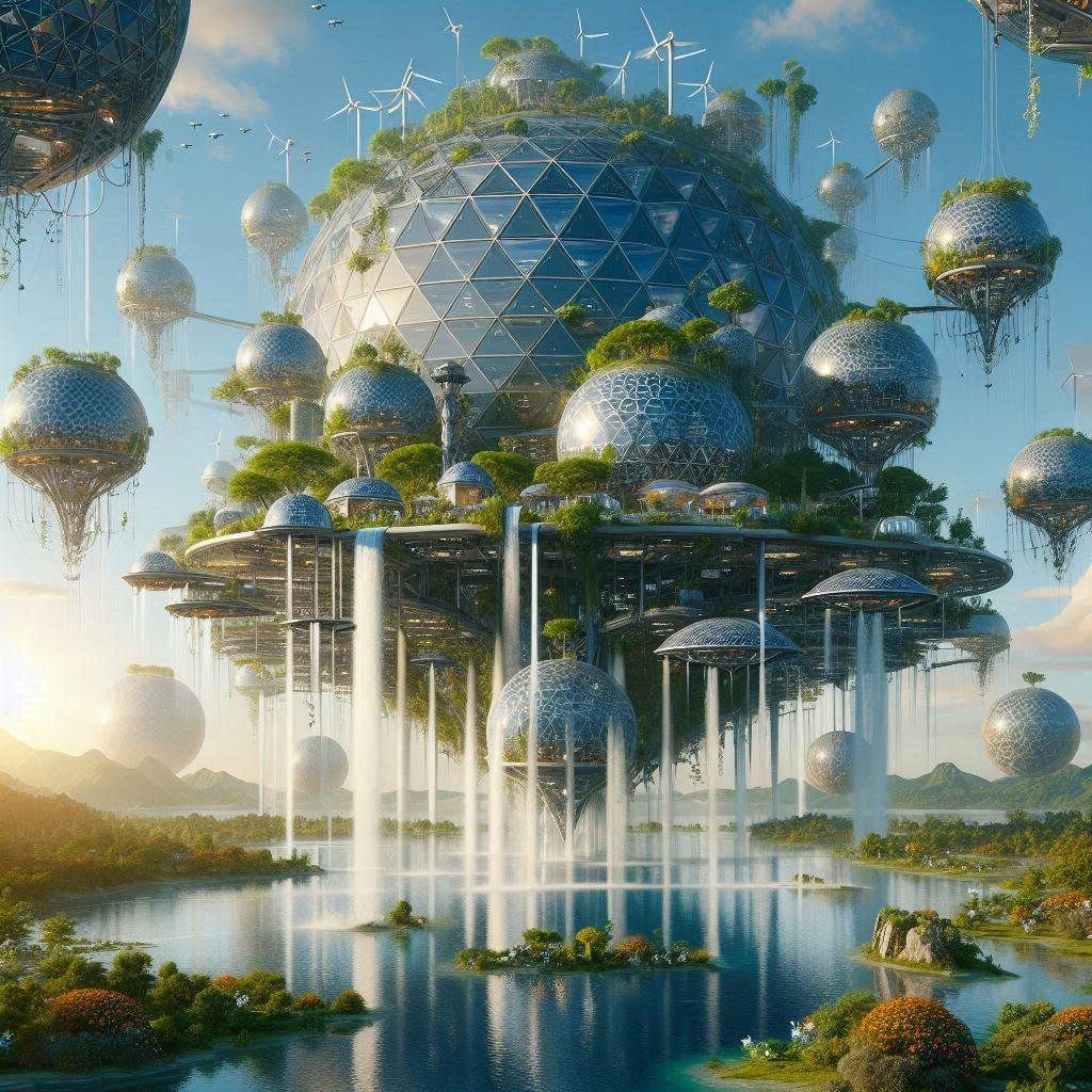 Floating Solarpunk Settlement