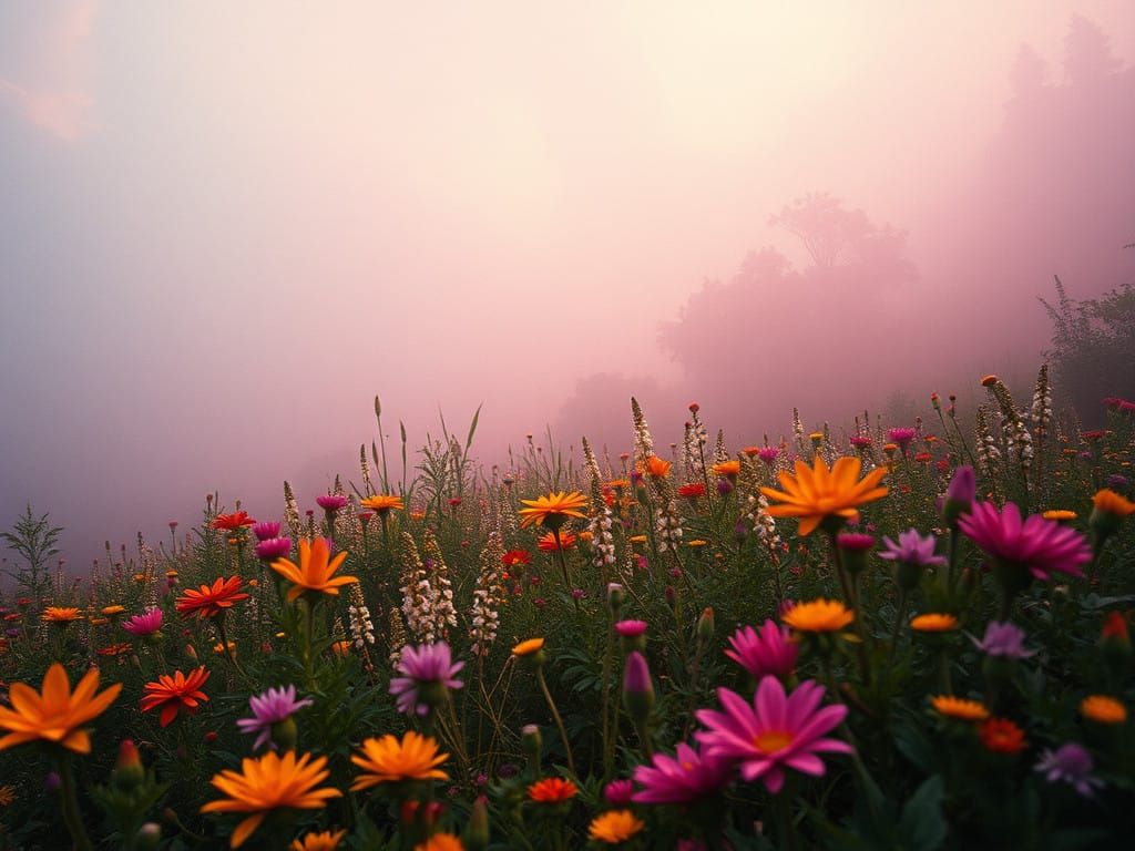 Vibrant Surreal Fairy Landscape in High Contrast Color