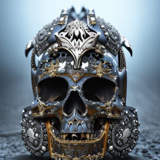 hyper-amazing medieval pandemonium skull, cyber-wild splash ...