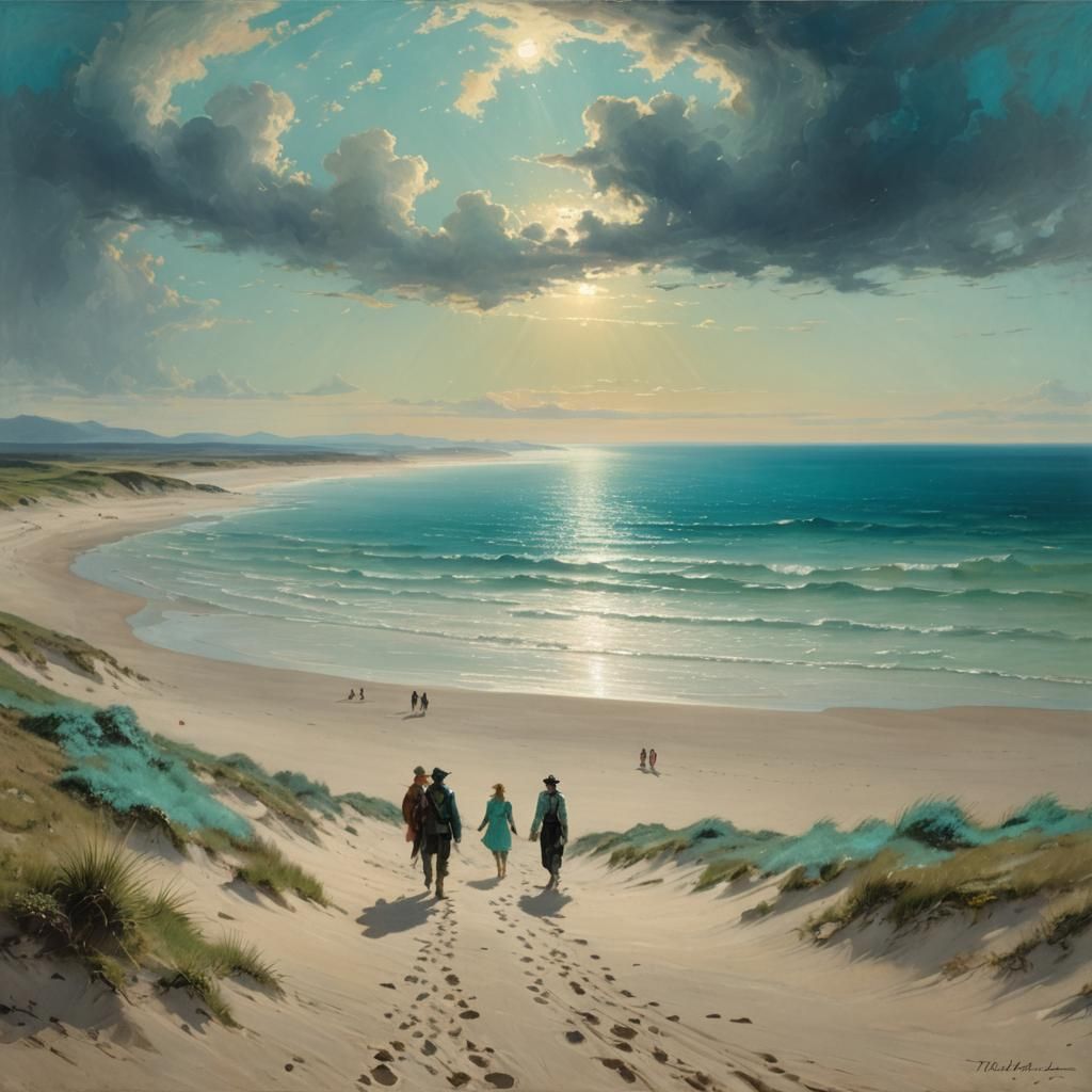 On their way for a long walk on the beach.  by @Terra