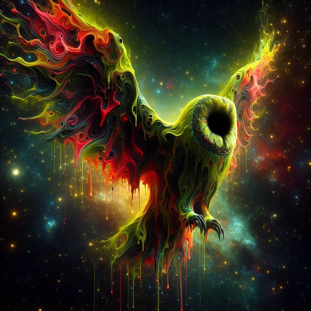 Melting Neon Faceless Owl