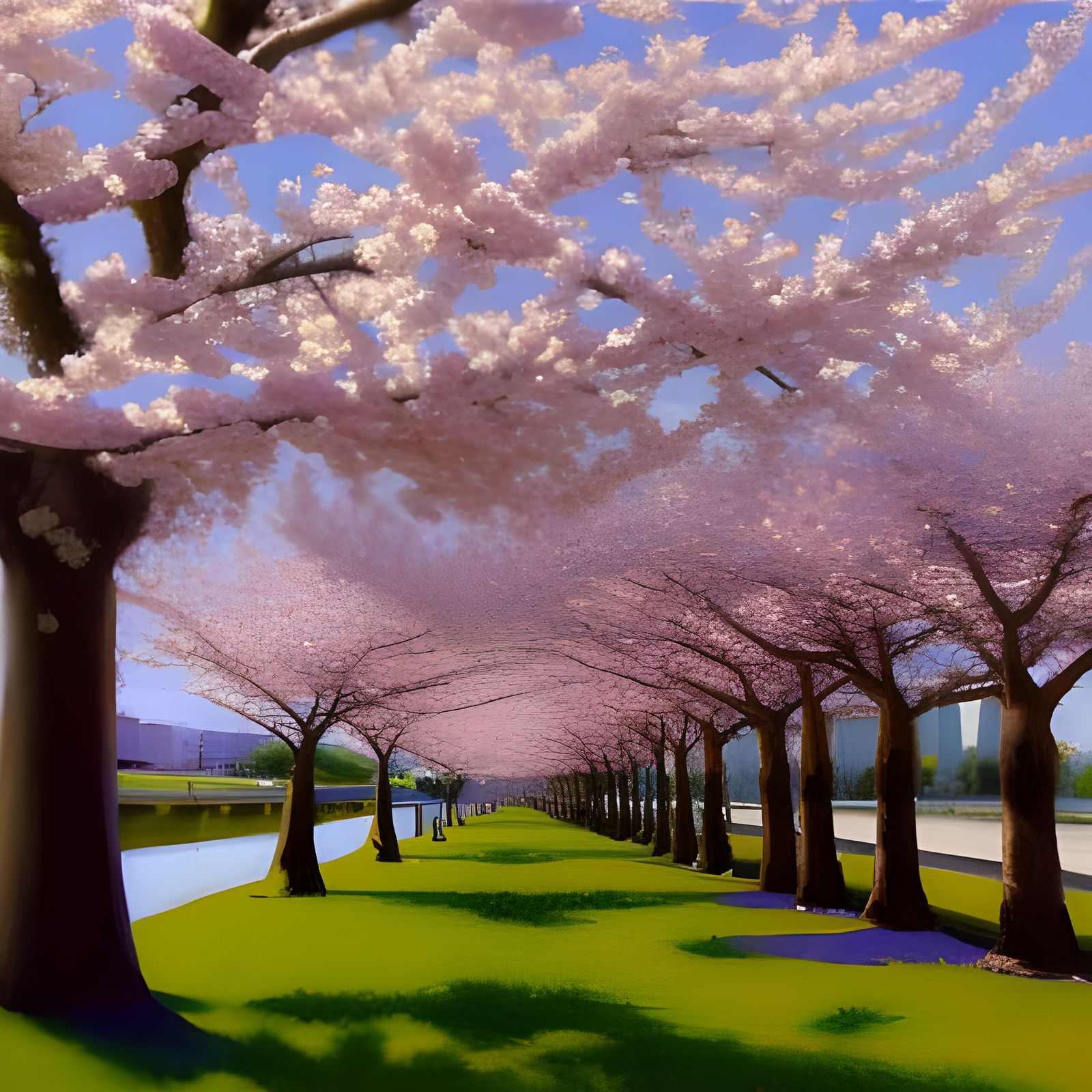 Cherry Blossoms Trees in Washington D.C. AI Generated Artwork