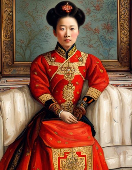 China Qing's Dynasty Manchu The Empress oil painting by Jame...