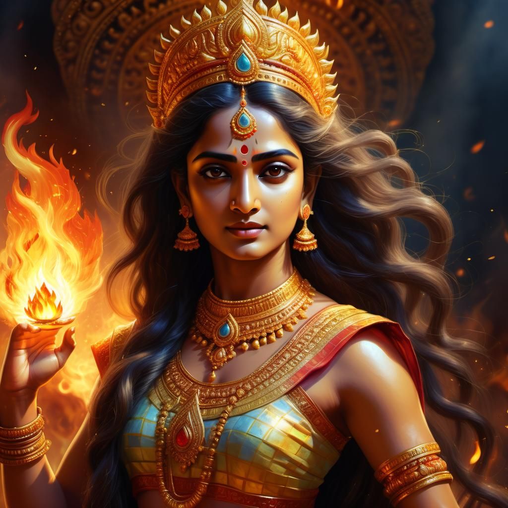 Beautiful Princess Draupadi of the Mahabharatha.
Born of Fire 