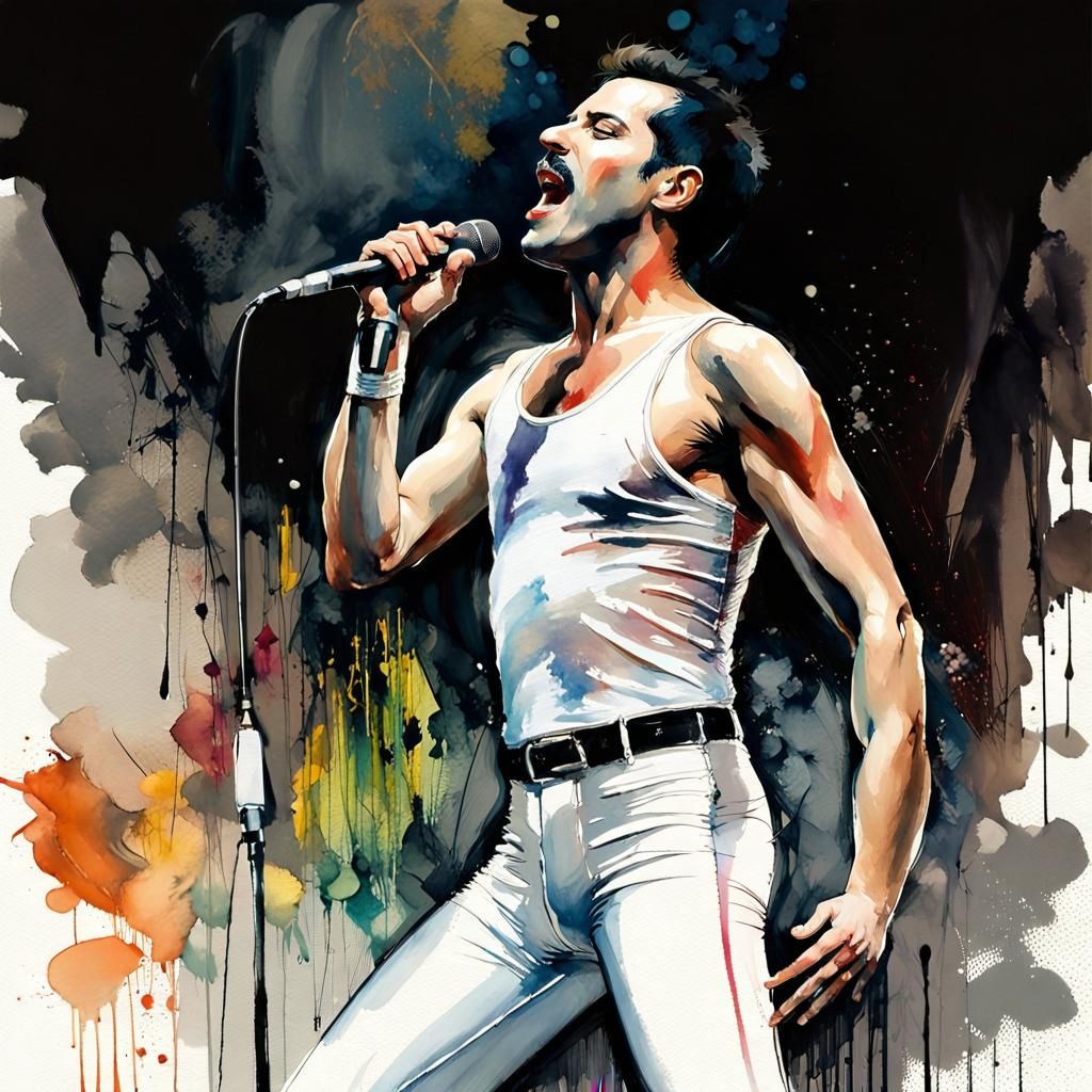 Portraits - Freddy Mercury-2 - AI Generated Artwork - NightCafe Creator