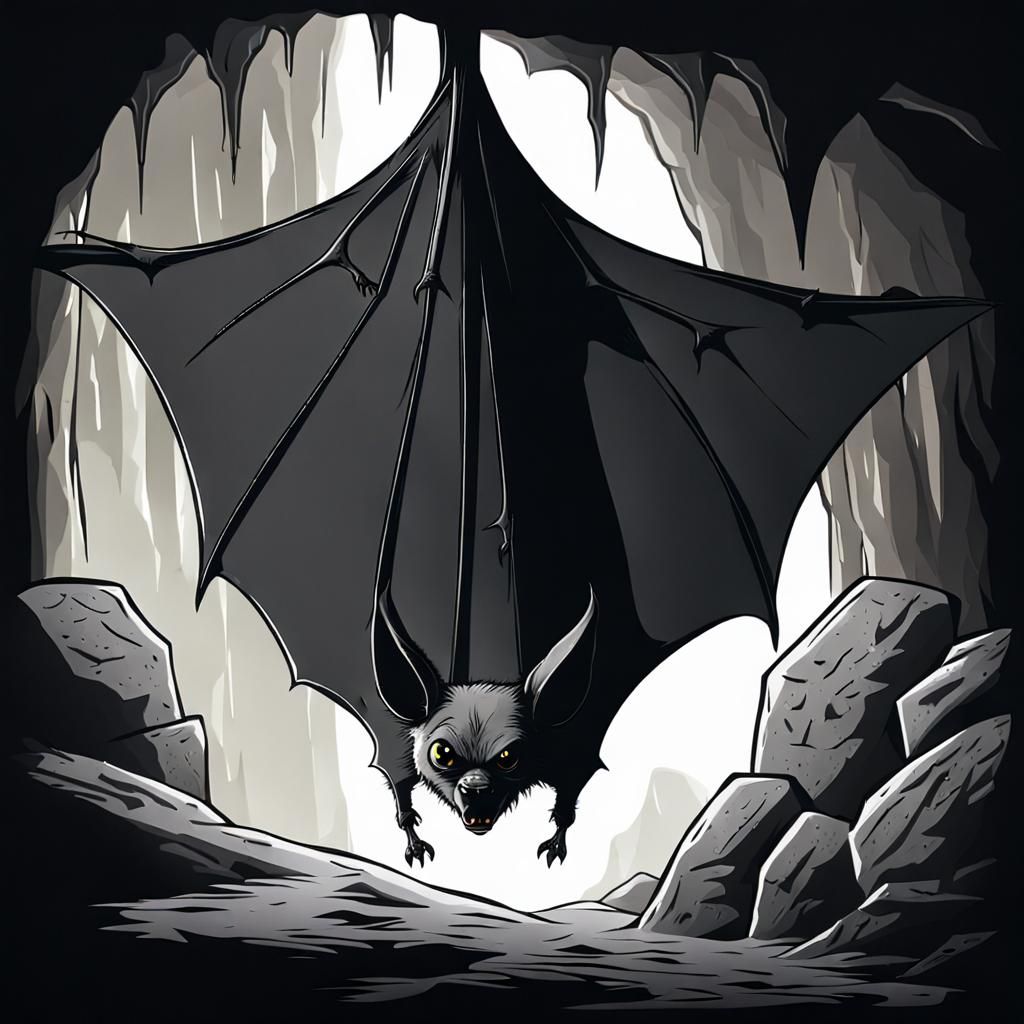 Portrait of a dangling bat.