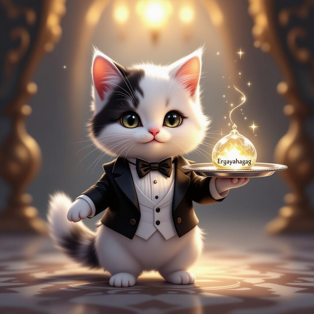 Cute Cat Offers Magical Glowing Object