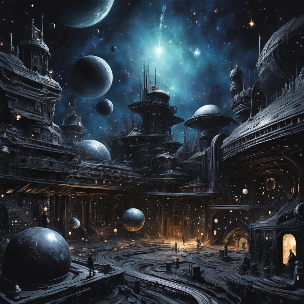 Microcosmic Ethereal Noir, Metallurgic Space  by @Calchexas