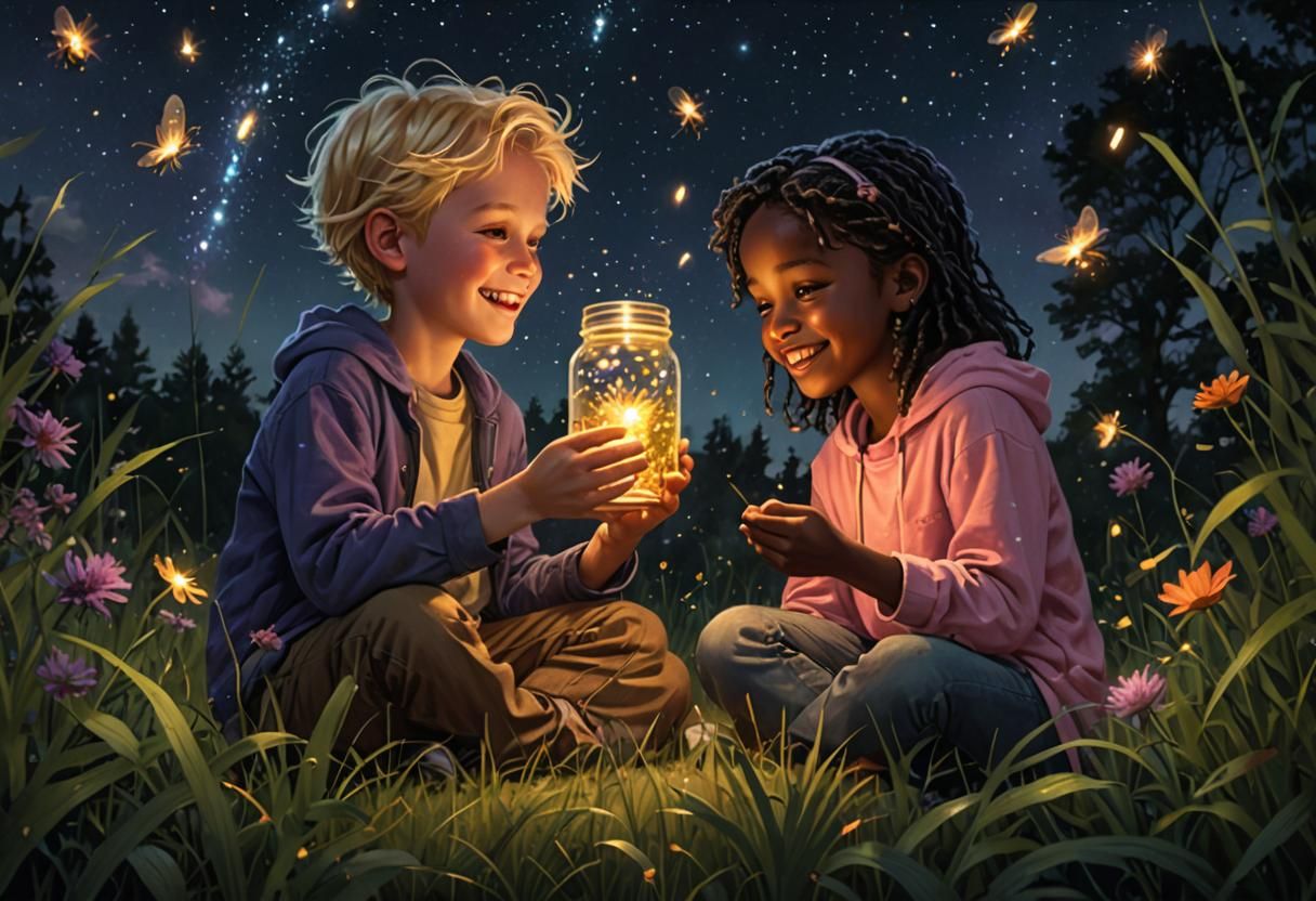 Whispers of Summer: Fireflies and Starlight Dreams