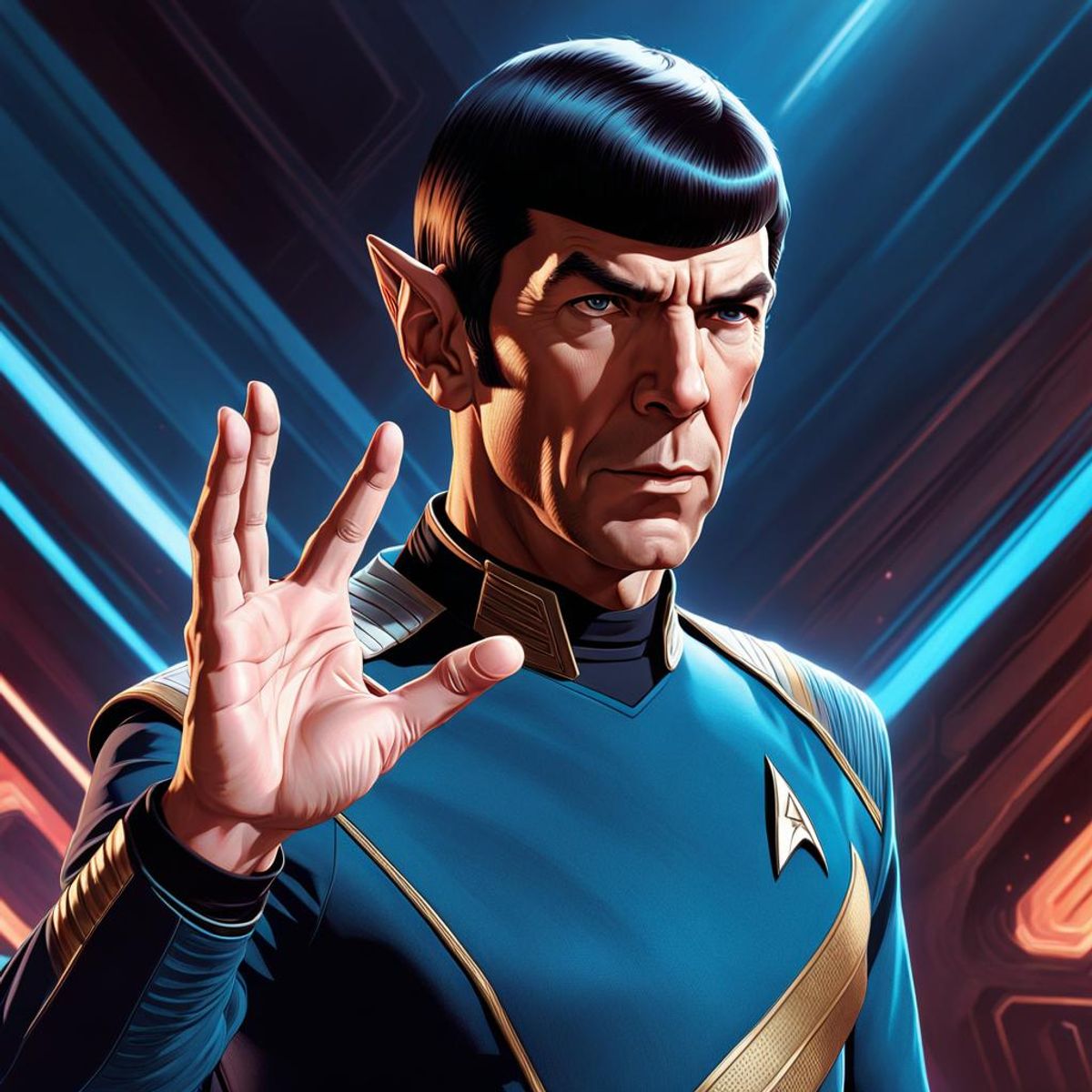 Mr. Spock Giving a Vulcan Salute After Losing a Finger to the Romulans ...