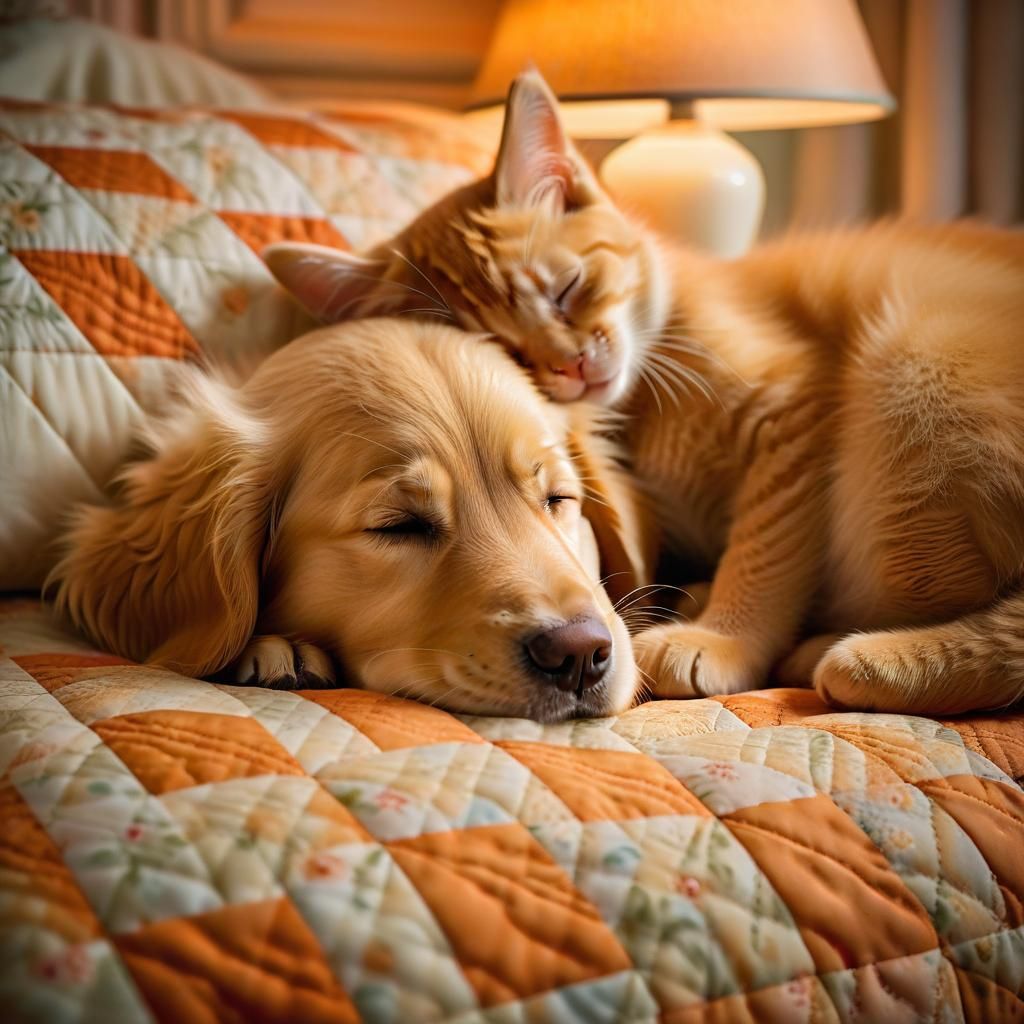 Serene Slumber: A Tale of Paws and Whiskers  by @Blandry