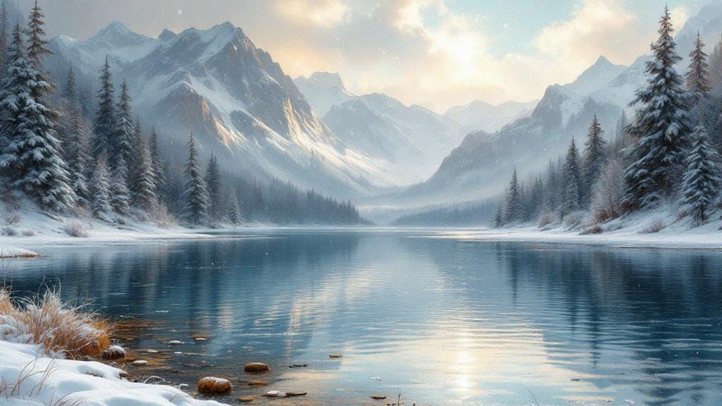 The Lake after snow.  by @FBPanther