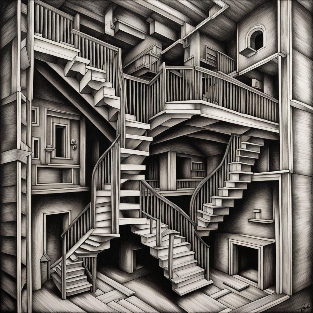 Escher-style construction - AI Generated Artwork - NightCafe Creator