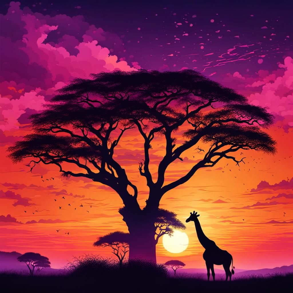 Giraffe at Sunset  by @Kristen Dover