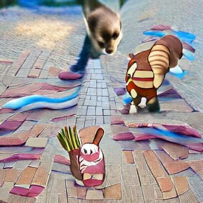Furret walking while leroy from stitch slaps spongebob