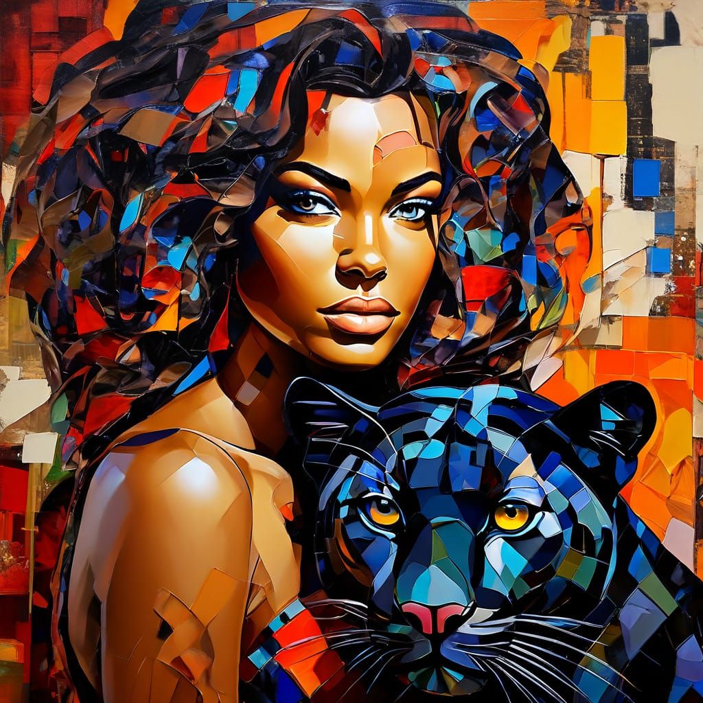 Girl and panther