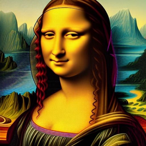 Hyper detailed mona lisa painting