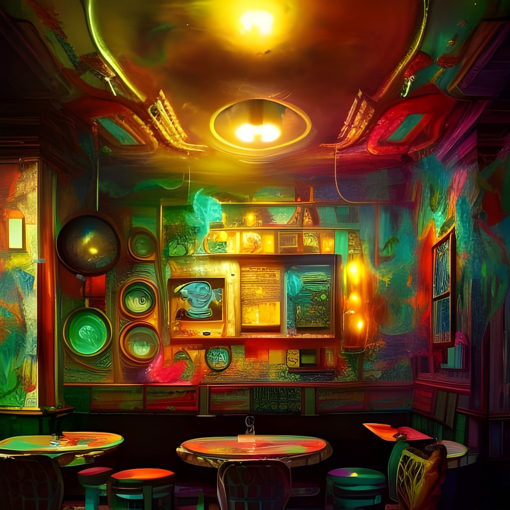 Night cafe interior view  by @loodupyydja