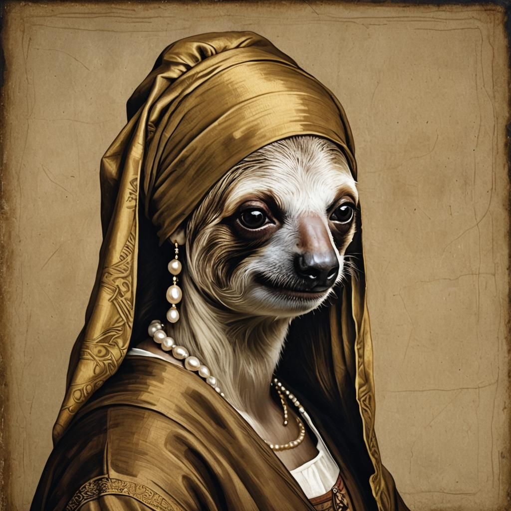 Monday mashup - sloth with pearl earring - AI Generated Artwork ...