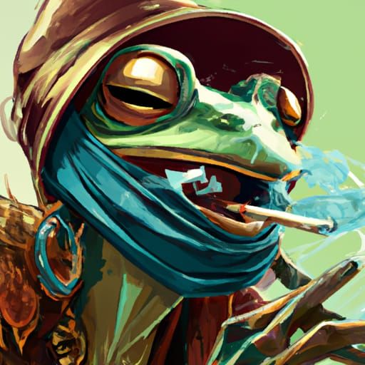 Frog smoking a cigarette - AI Generated Artwork - NightCafe Creator