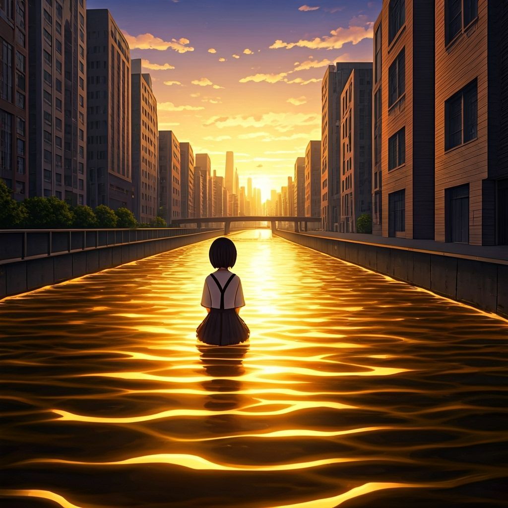 Anime Girl by Liquid Gold River in City