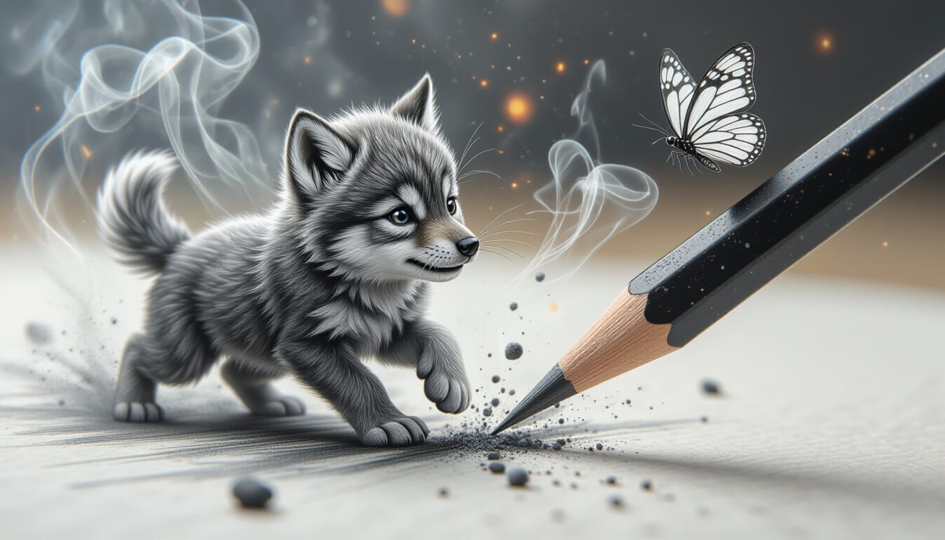 "An ultra-macro shot of a charcoal pencil sketching on paper, the graphite line lifting into the form ...  by @Ixchel